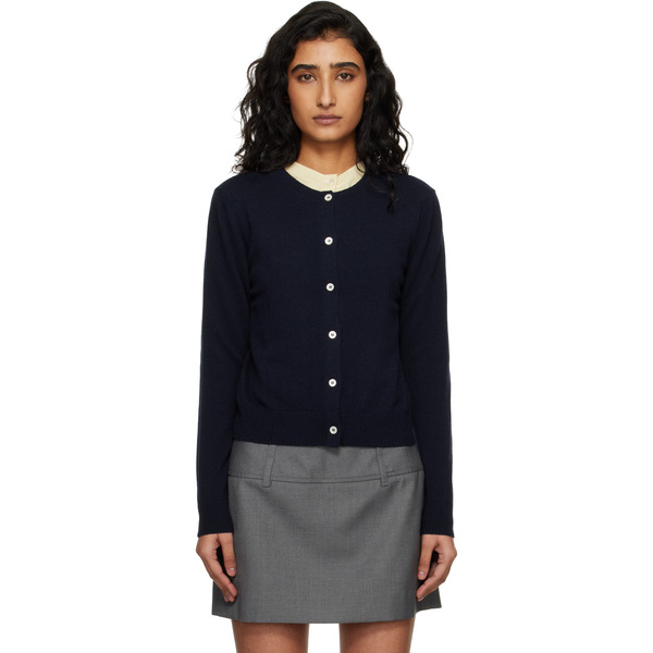  Dunst Navy Essential Crewneck Knit Cardigan 