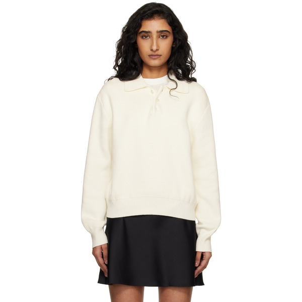  Dunst Off-white Cashmere Collared Polo 