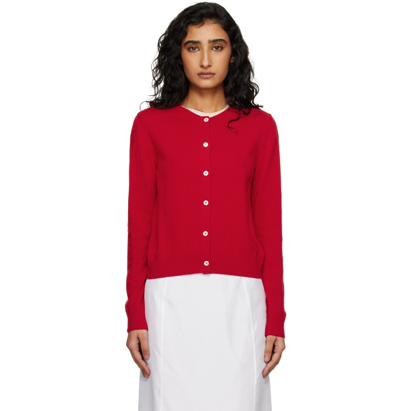  Dunst Red Essential Crewneck Knit Cardigan 