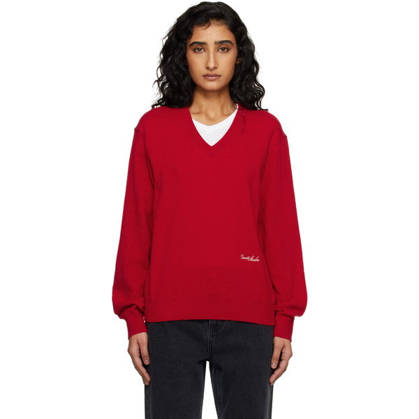  Dunst Red Soft V-neck Sweater 