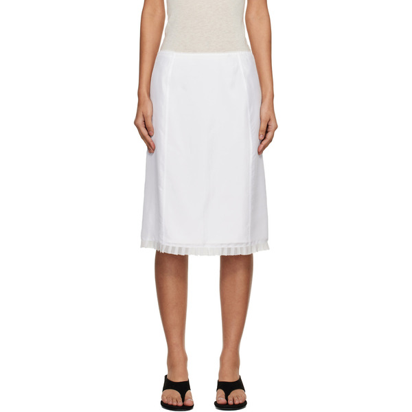  Dunst White H-line Laced Midi Skirt 