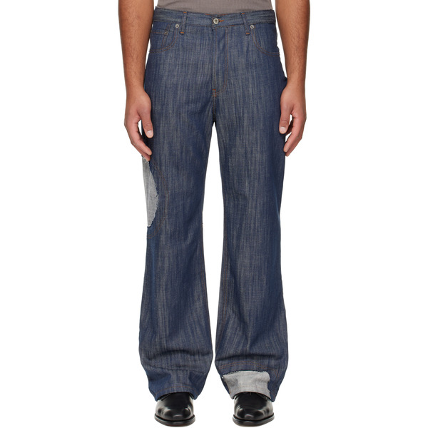  Edward Cuming Navy Circle Window V01s Jeans 