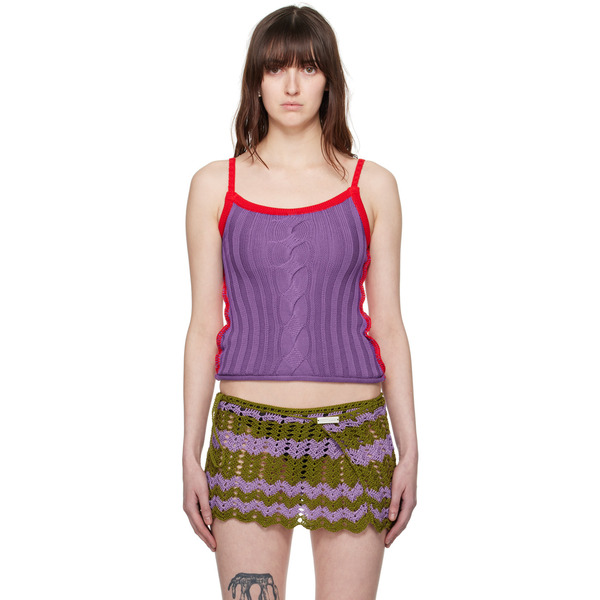  Edward Cuming Purple & Red Cable Tank Top 