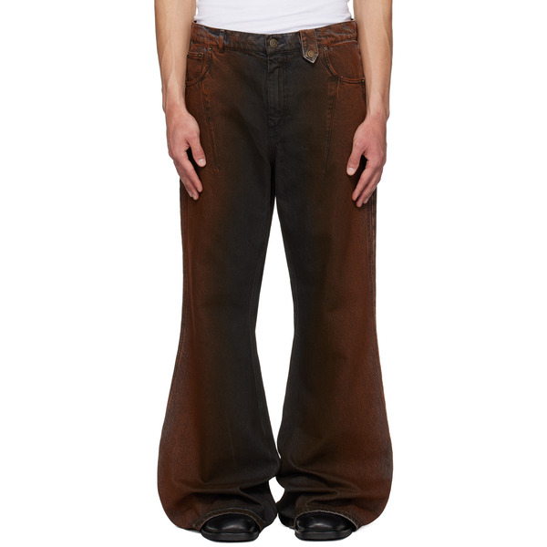  Egonlab Black & Orange Refined Wide Jeans 