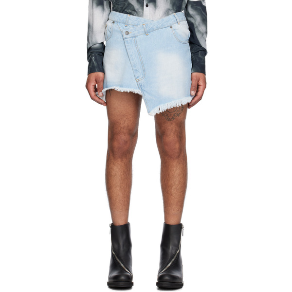  Egonlab Blue Wrap Denim Miniskirt 
