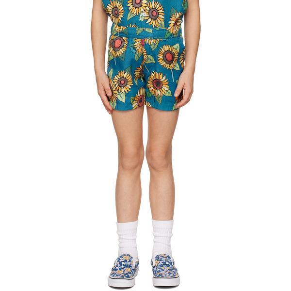  Endless Joy Kids Blue Sunflower Shorts 