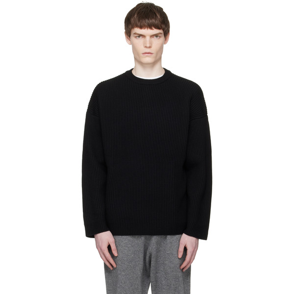  Entire Studios Black Oversized Knit Crewneck Sweater 