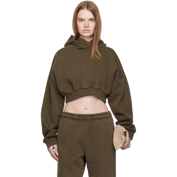  Entire Studios Brown Cropped Heavy Hoodie 