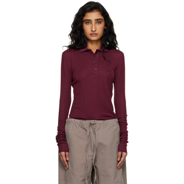 Entire Studios Burgundy Ls Polo 