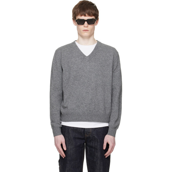 Entire Studios Gray Knit V Neck Sweater 