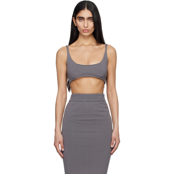 Entire Studios Gray Raw Knit Bra 