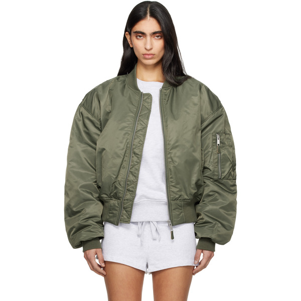  Entire Studios Khaki Cropped Broad Bomber Jacket 