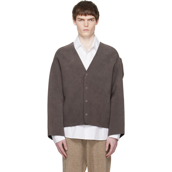  Entire Studios Taupe Minimal Suede Jacket 