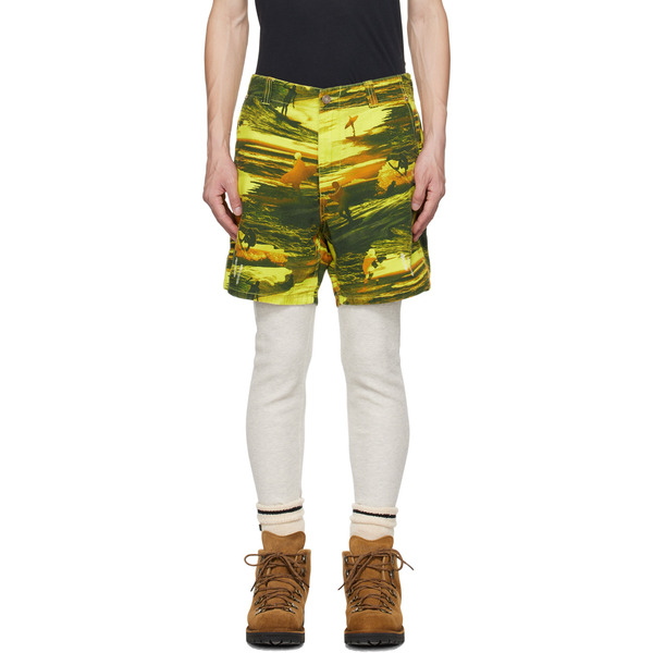  Erl Green Embroidered Shorts 
