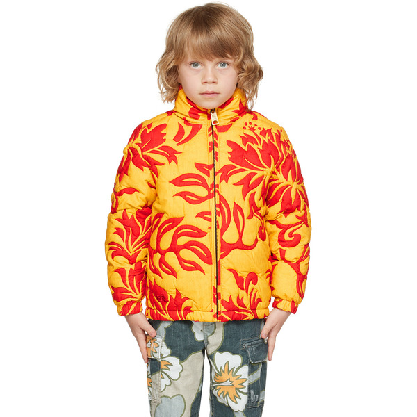  Erl Kids Orange Quilted Jacket 