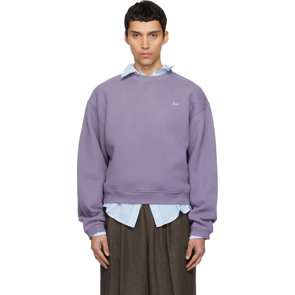  Erl Purple Script Crewneck Sweater 