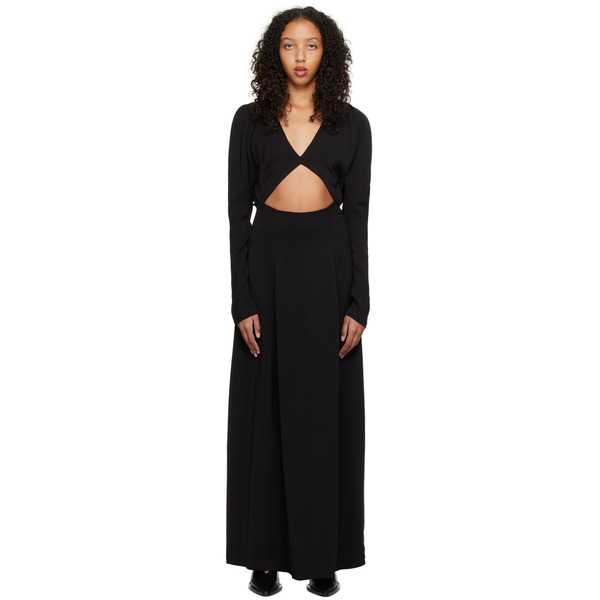  Esse Studios Black Envelope Flume Maxi Dress 