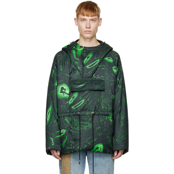  Feng Chen Wang Black Graphic Down Jacket 