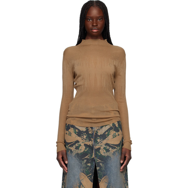  Feng Chen Wang Taupe Transparent Sweater 