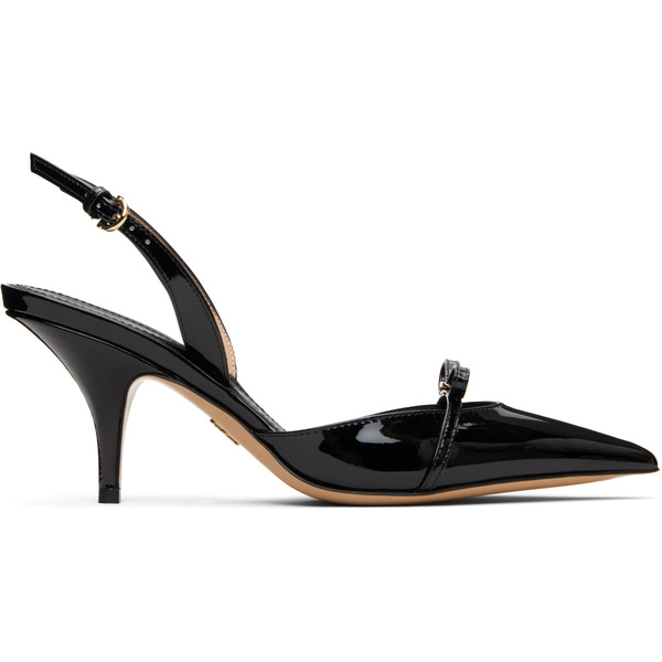  Ferragamo Black Mini Bow Sling Pump Heels 