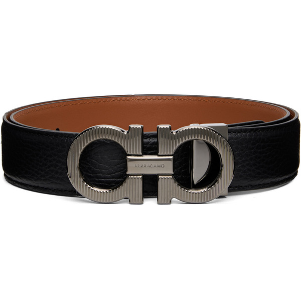  Ferragamo Black Reversible & Adjustable Gancini Belt 
