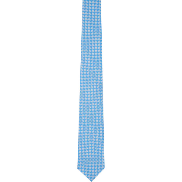  Ferragamo Blue Link Print Silk Tie 