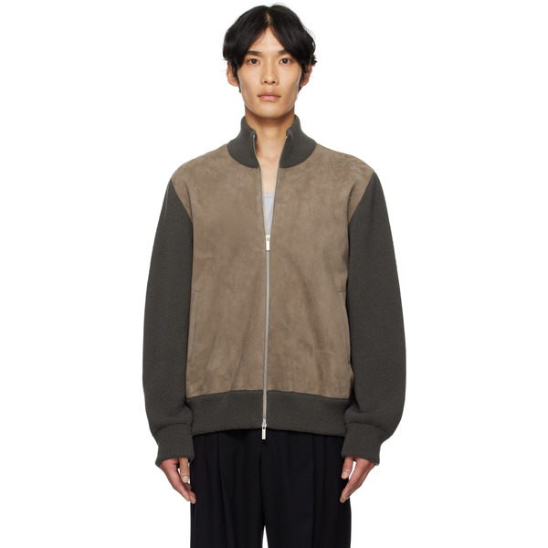  Ferragamo Brown Leather Insert Jacket 