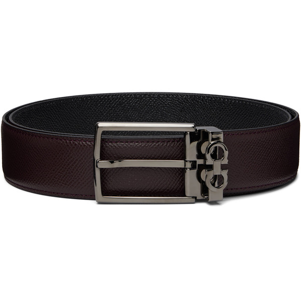  Ferragamo Brown Reversible & Adjustable Gancini Belt 
