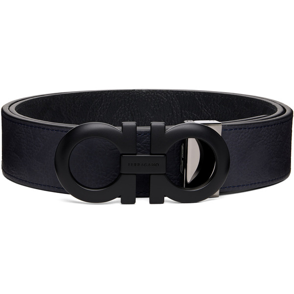  Ferragamo Navy Reversible & Adjustable Gancini Belt 