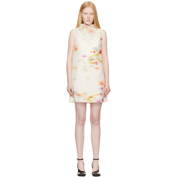  Ferragamo Off-white Blossom Flower Reversible Minidress 