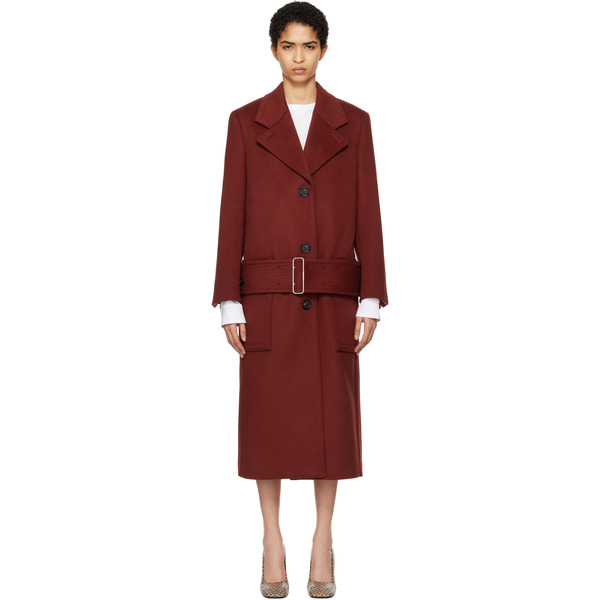  Ferragamo Red Long Wool Coat 