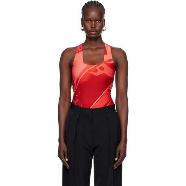  Ferragamo Red & Pink Fish Print Swimsuit 