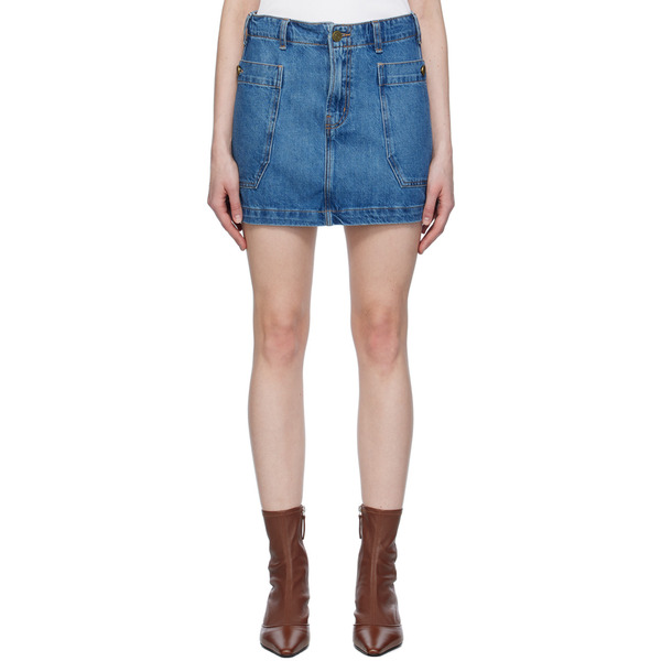  Frame Blue Cargo Denim Miniskirt 