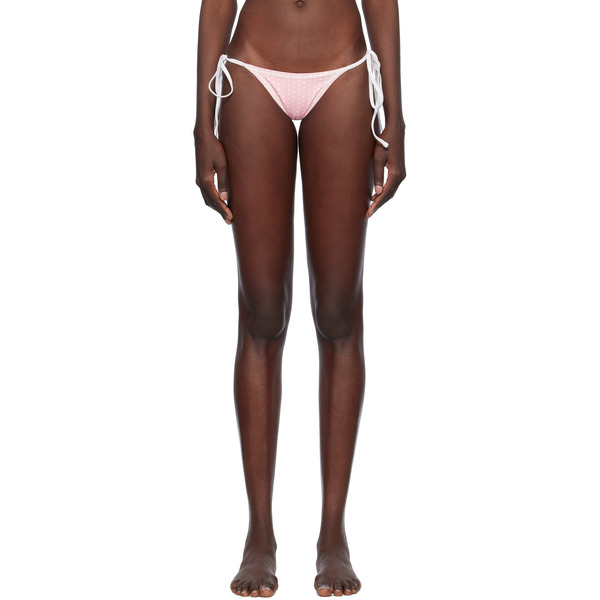  Frankies Bikinis Pink Mackenzie Cheeky String Bikini Bottom 