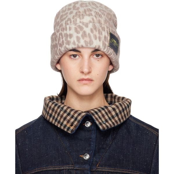  Ganni Beige Oversized Wool Rib Knit Beanie 
