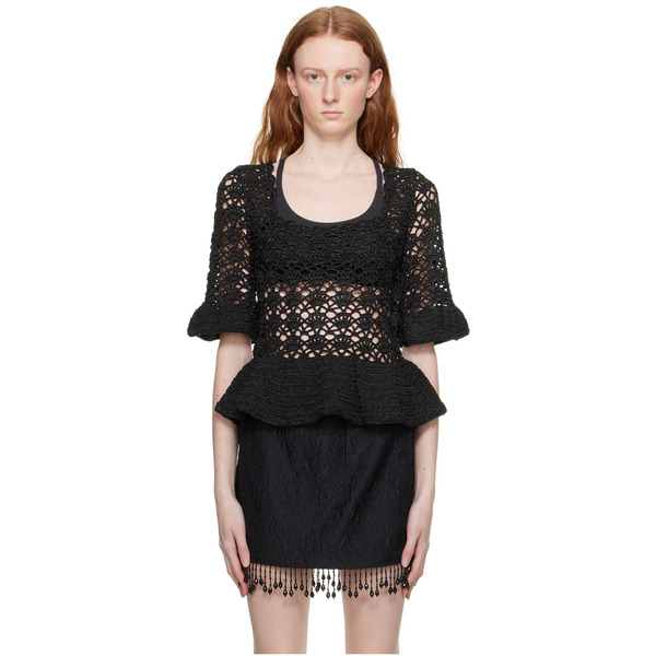  Ganni Black Metallic Blouse 