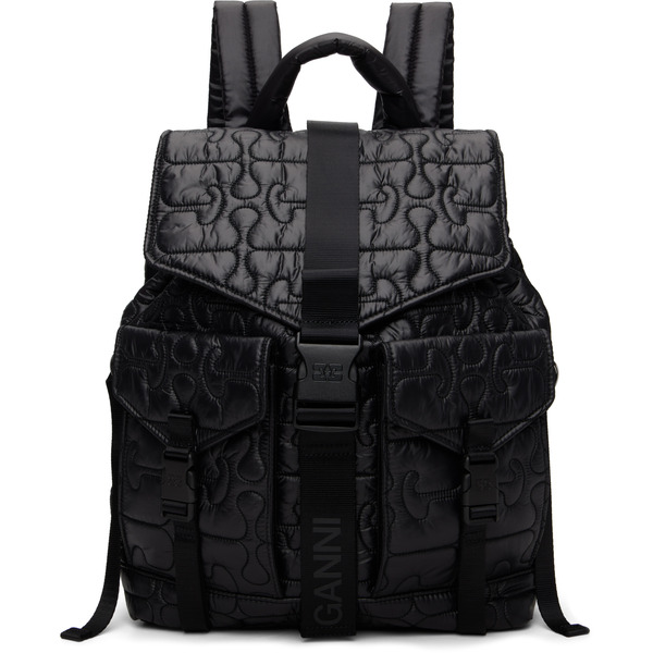  Ganni Black Quilted Re-tech Backpack 