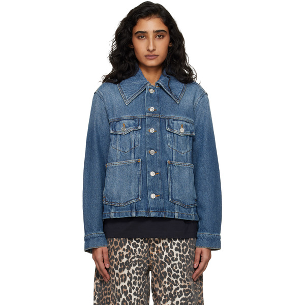  Ganni Blue Heavy Denim Jacket 