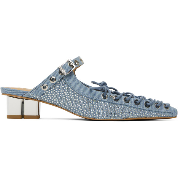  Ganni Blue Lace-up Denim Mules 