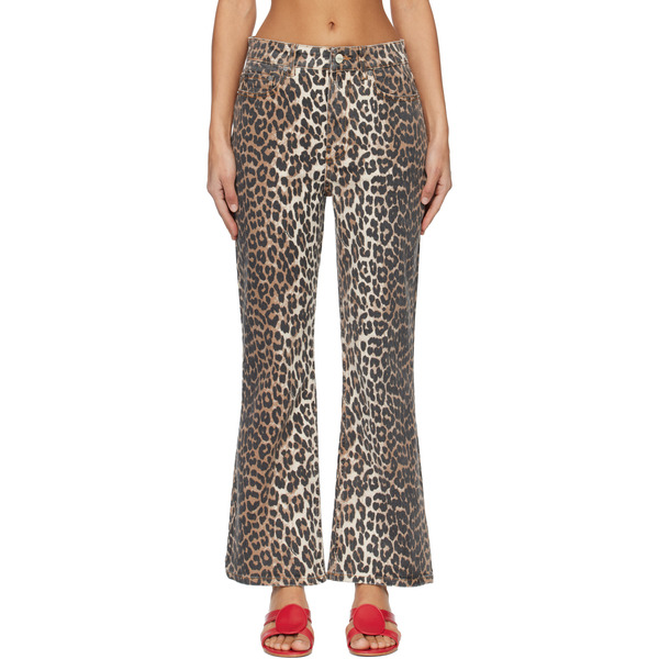  Ganni Brown Leopard Betzy Jeans 