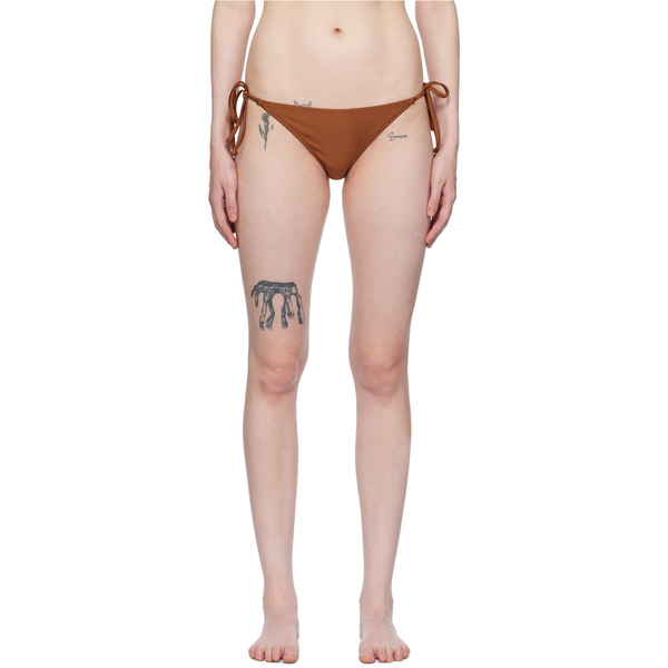  Ganni Brown String Bikini Bottoms 