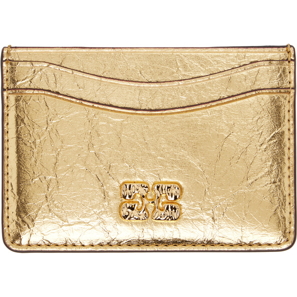  Ganni Gold Bou Metallic Card Holder 