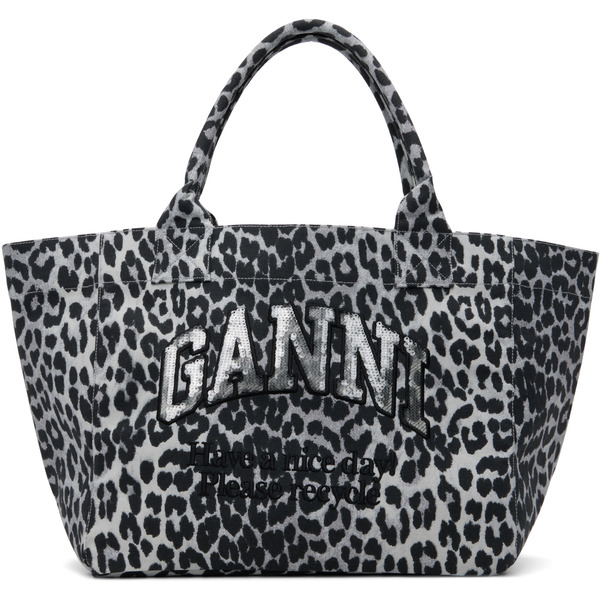  Ganni Gray Leopard Medium Tote 