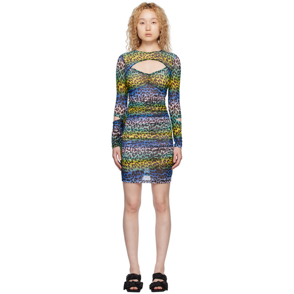  Ganni Multicolor Leopard Minidress 