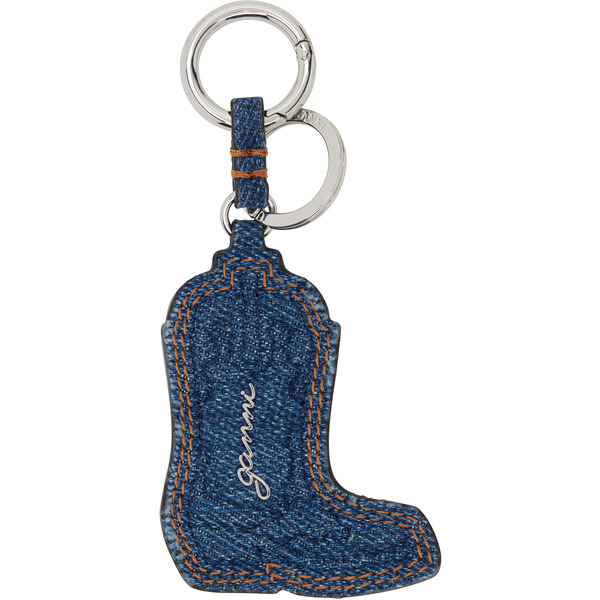  Ganni Navy Western Boot Denim Keychain 
