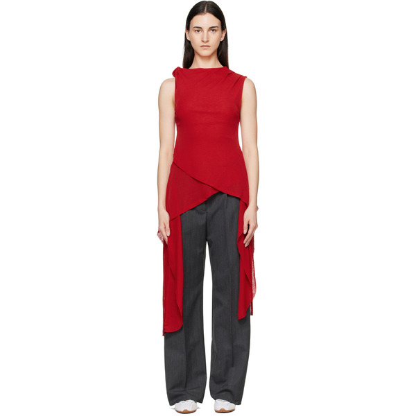  Ganni Red Marl Mesh Top 