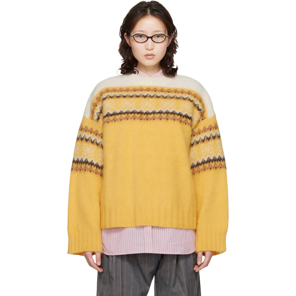  Ganni Yellow Jacquard Sweater 