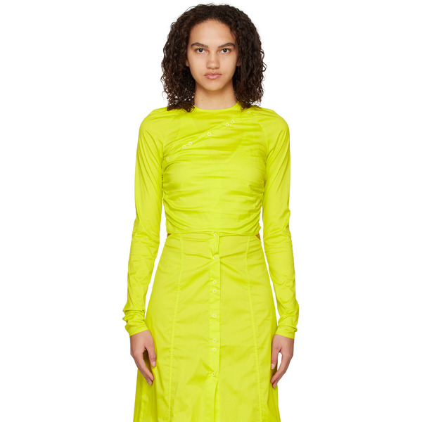  Ganni Yellow Press-stud Blouse 