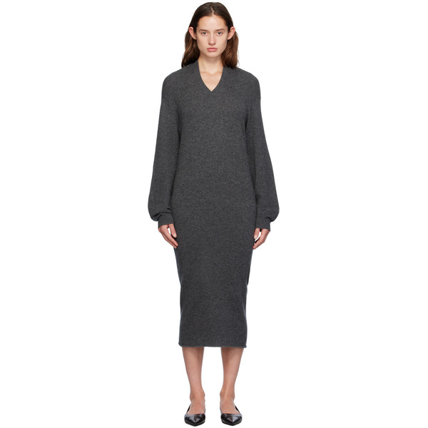  Gia Studios Gray Wool & Cashmere Midi Dress 