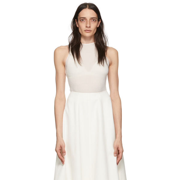  Gia Studios White Polyester Bodysuit 
